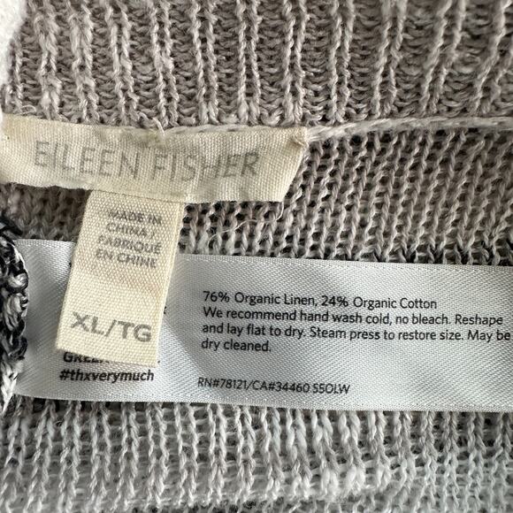 Eileen Fisher Organic Linen Blend Sweater XL Light Coastal Lagenlook Beachy EUC - Picture 7 of 8